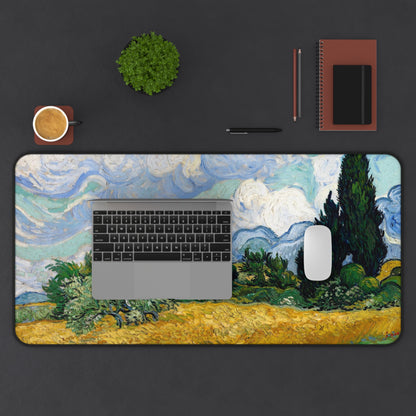 Wheat Fields by Vincent Van Gogh - Desk Mat