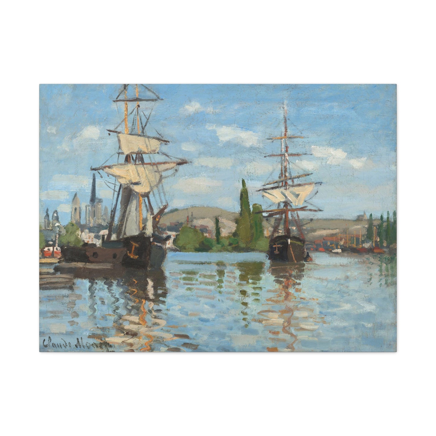 Ships Riding on the Seine at Rouen by Claude Monet - Canvas Print