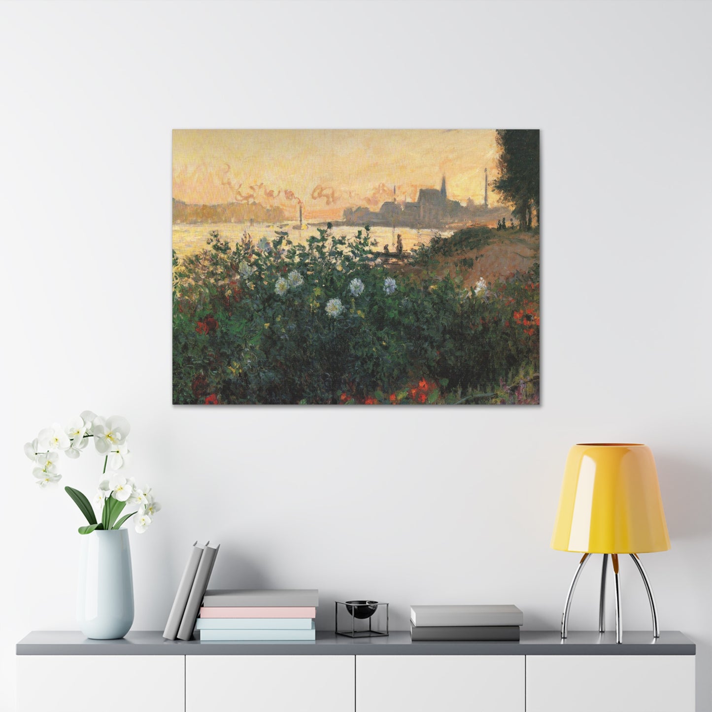 Flowered Riverbank, Argenteuil by Claude Monet - Canvas Print