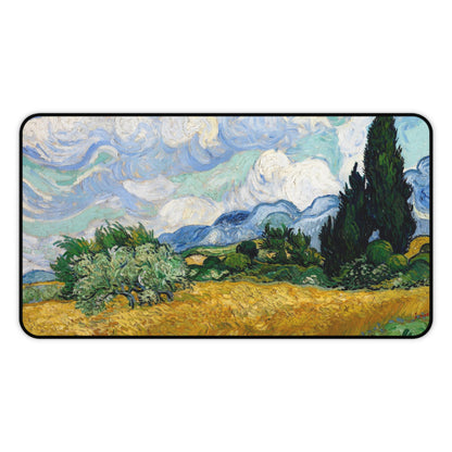 Wheat Fields by Vincent Van Gogh - Desk Mat