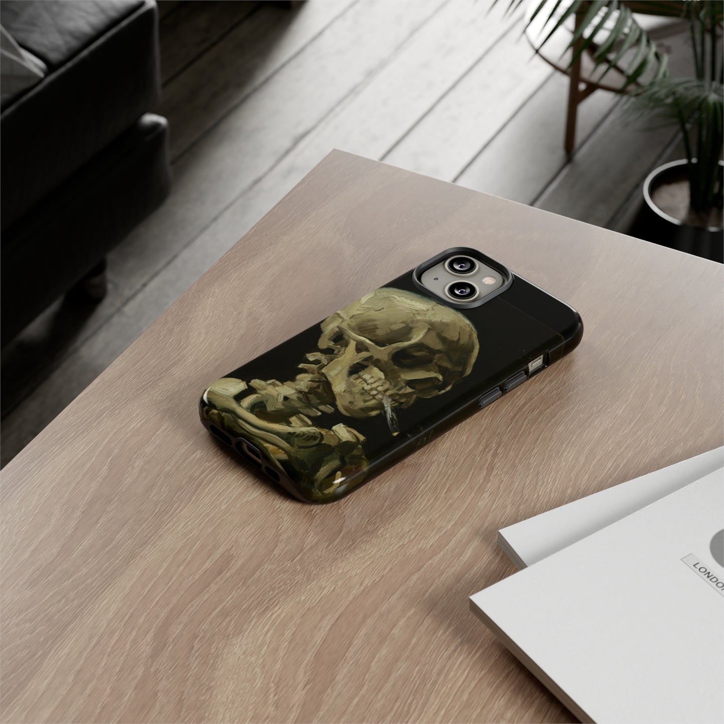 Skull of a Skeleton with a Burning Cigarette by Vincent Van Gogh - Cell Phone Case