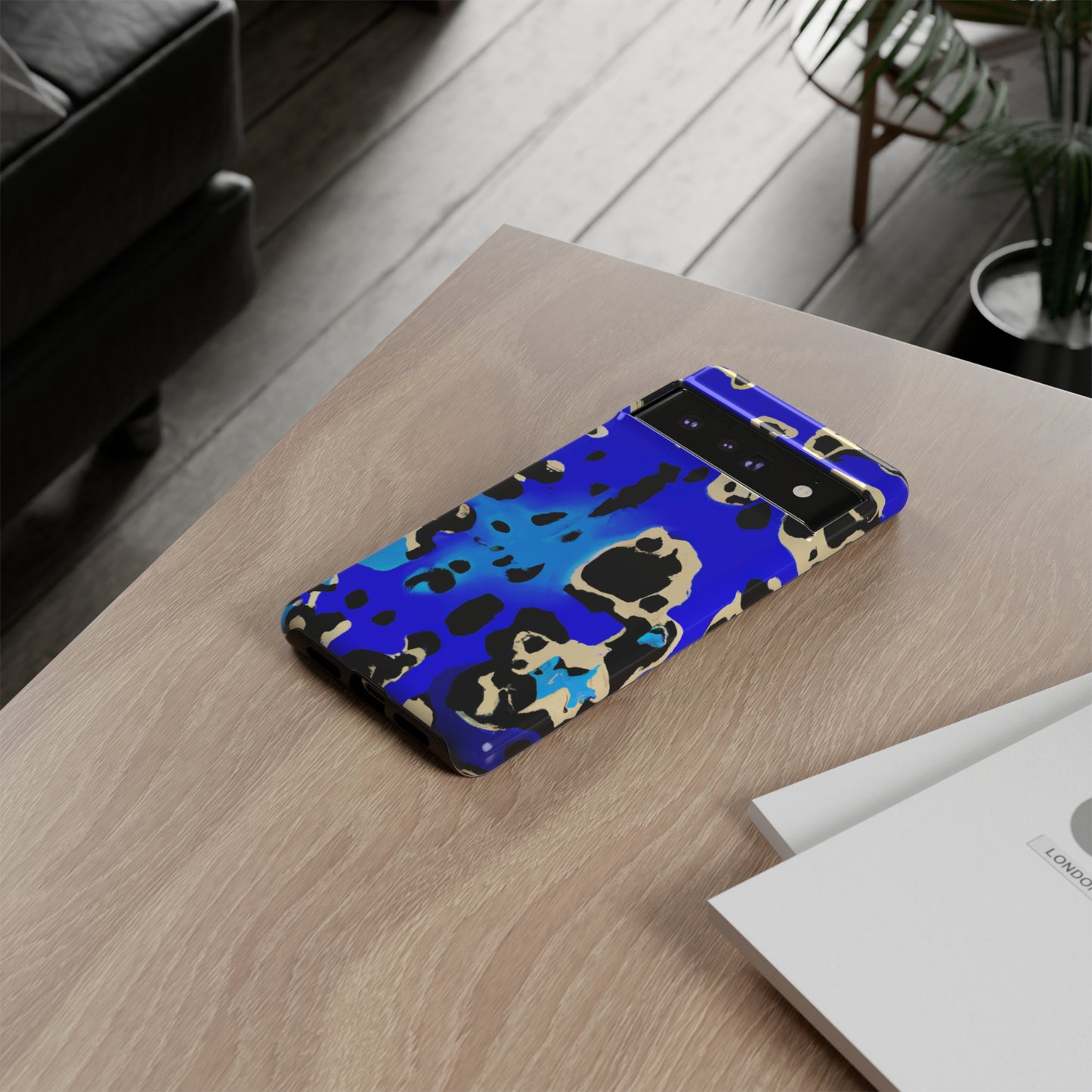 Blue Leopard AI Generated - Cell Phone Case