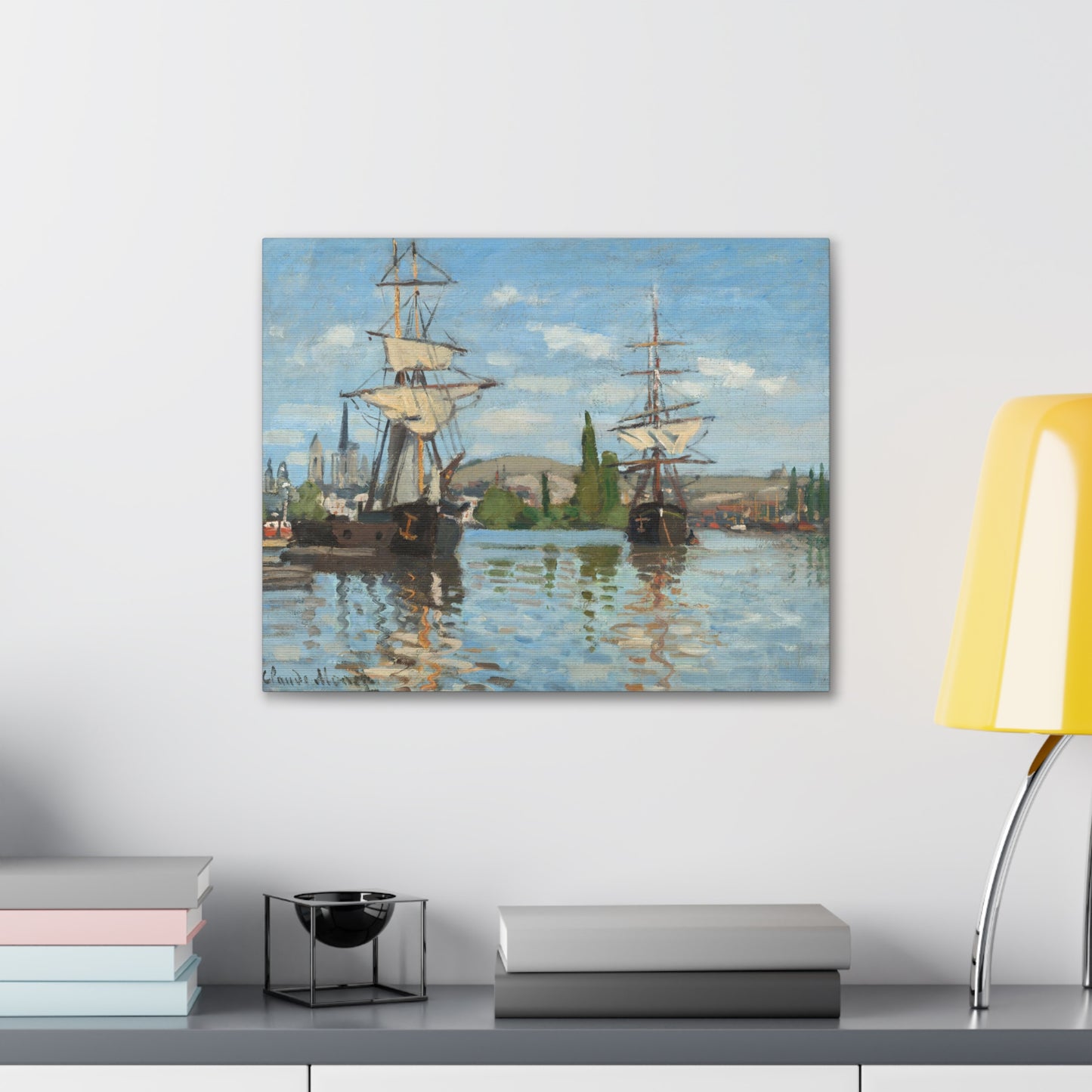 Ships Riding on the Seine at Rouen by Claude Monet - Canvas Print