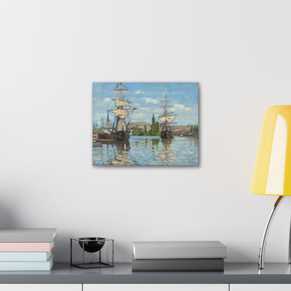 Ships Riding on the Seine at Rouen by Claude Monet - Canvas Print