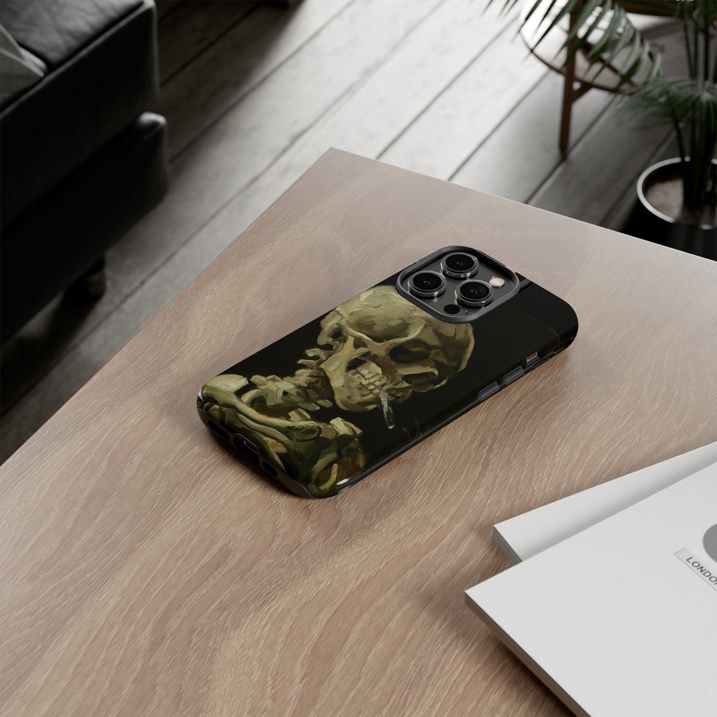 Skull of a Skeleton with a Burning Cigarette by Vincent Van Gogh - Cell Phone Case